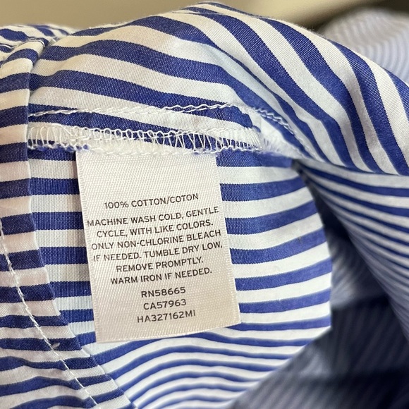 Halogen Women’s Blue and White Stripes Button Up Shirt - Picture 7 of 10